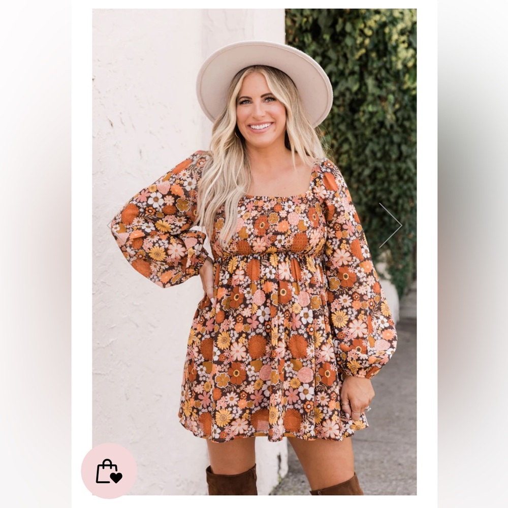 Krista x Pink Lily Daisy Dreaming brown daisy dress NWOT